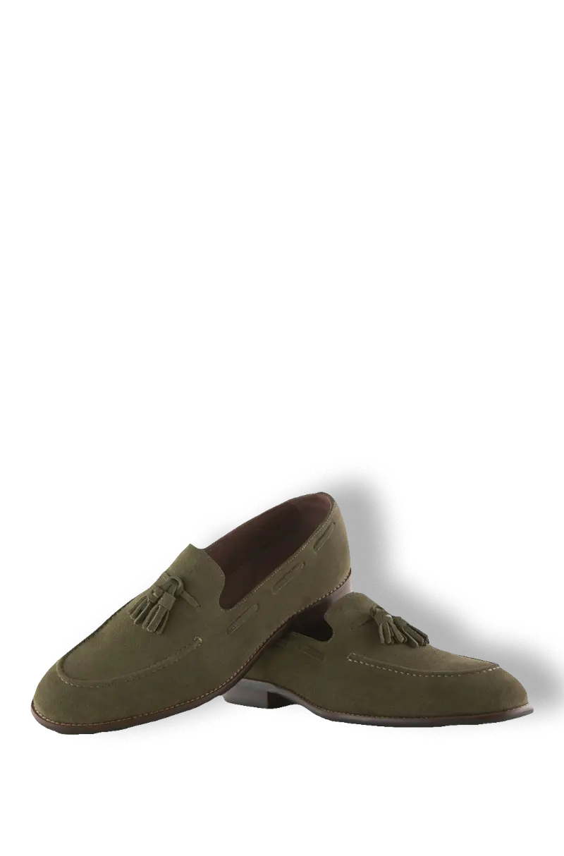 Zapatos Ante Borlas Verde Cacería Kiko Bigot