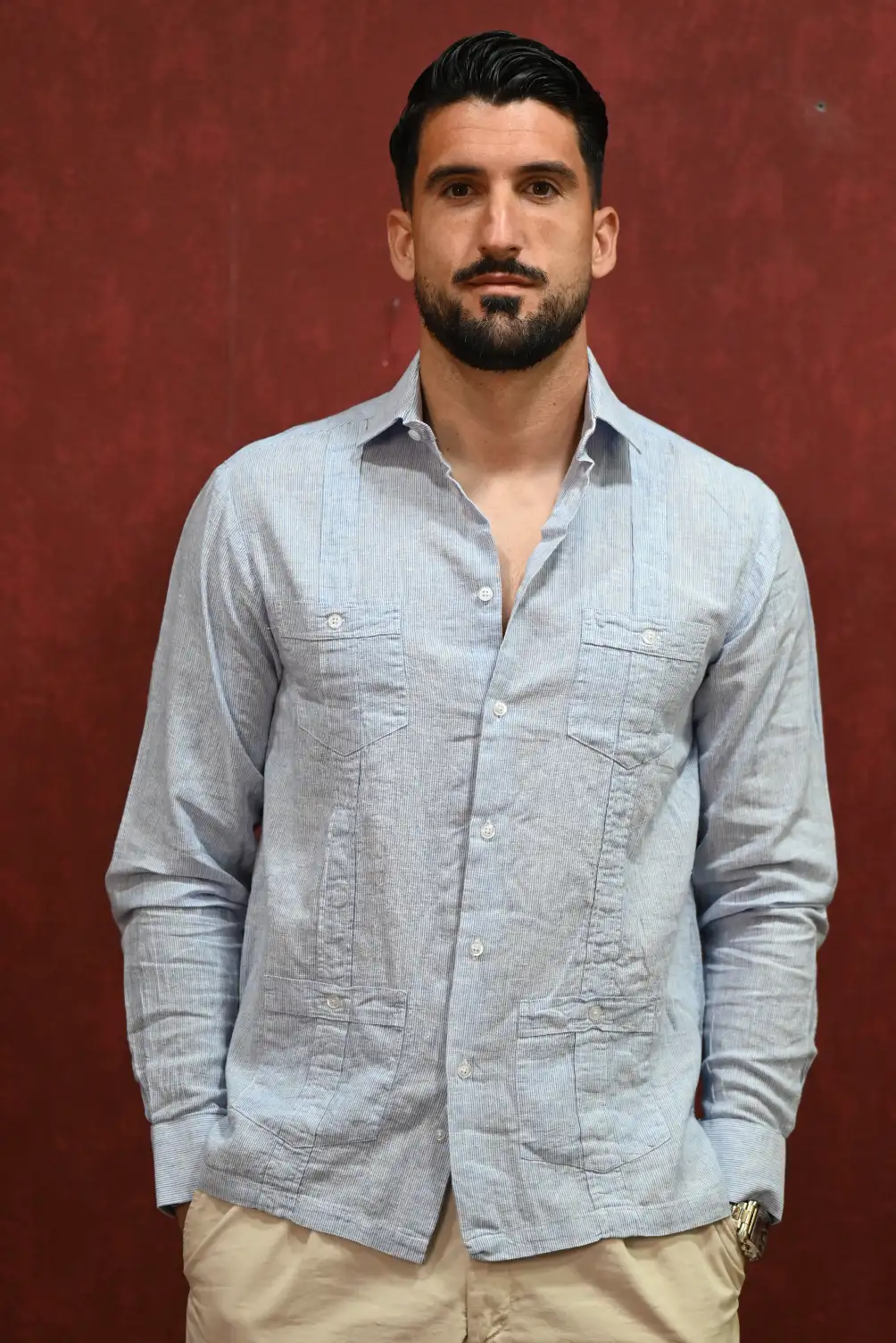 Guayabera Rayas Finas Celeste | Kiko Bigot