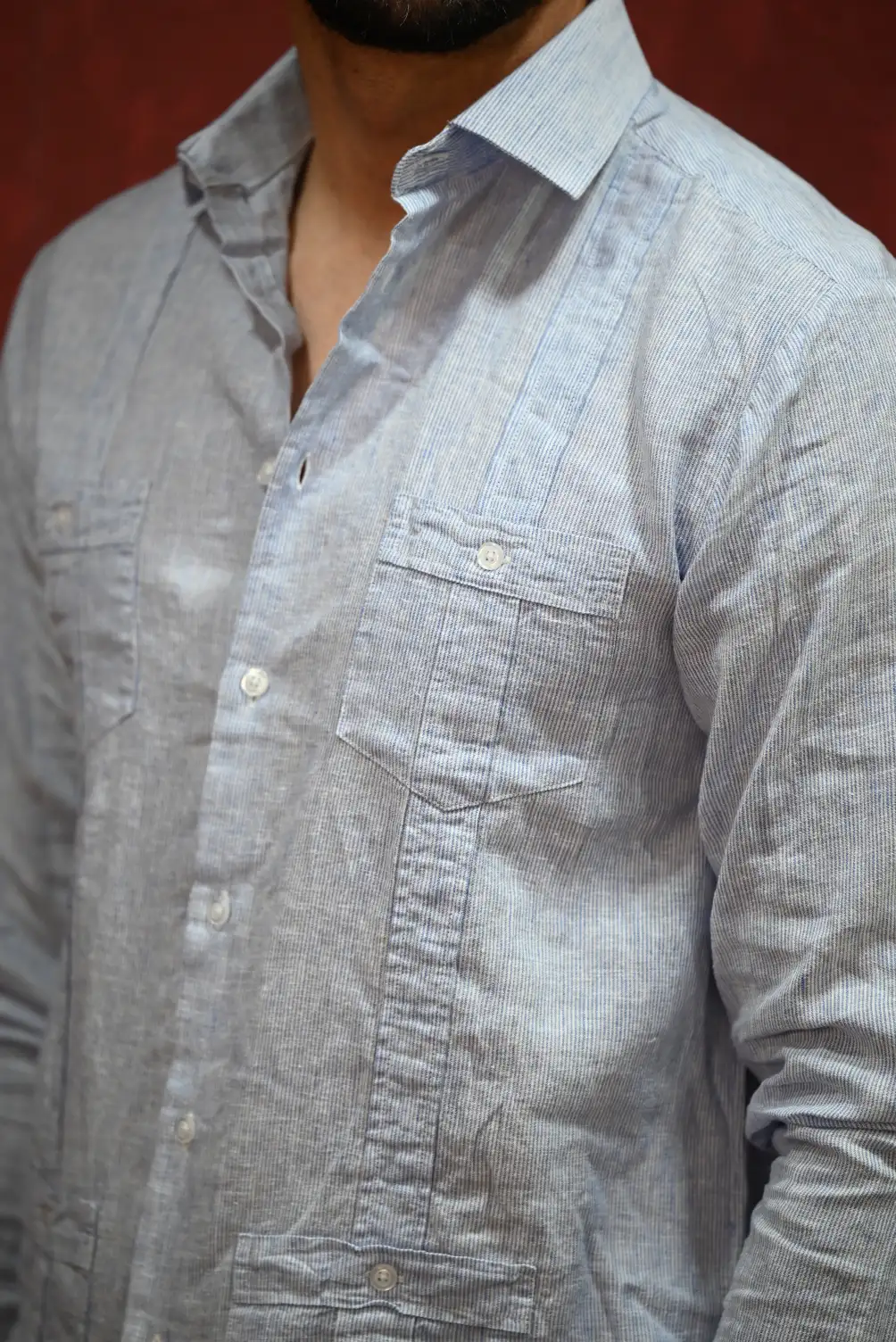 Guayabera Rayas Finas Celeste | Kiko Bigot