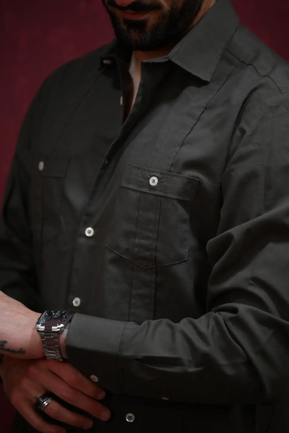 Guayabera Verde Oscuro Kiko Bigot